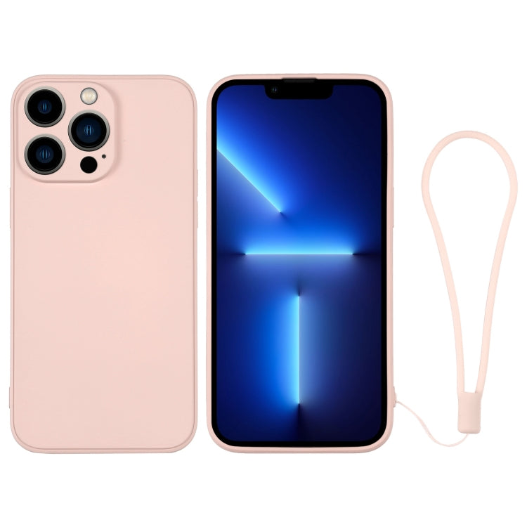 For iPhone 13 Pro Silicone Phone Case with Wrist Strap