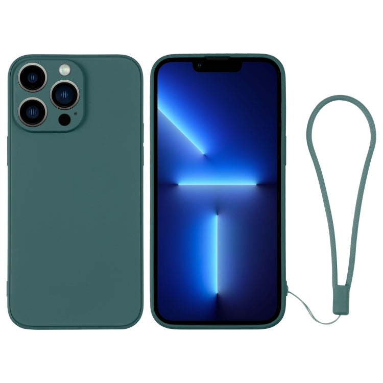 For iPhone 13 Pro Silicone Phone Case with Wrist Strap