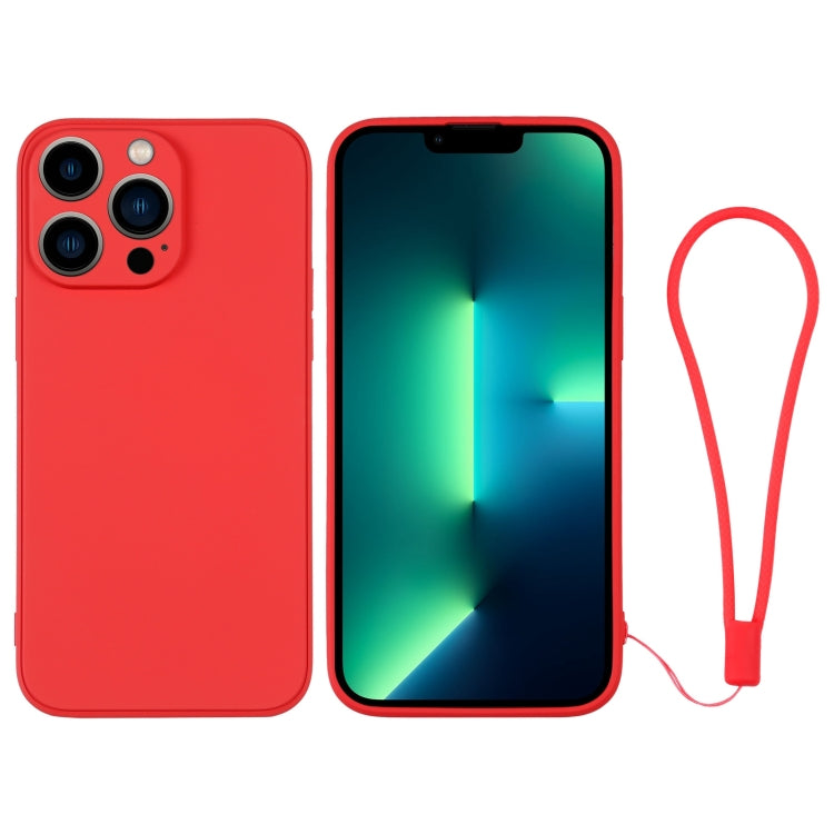 For iPhone 13 Pro Max Silicone Phone Case with Wrist Strap