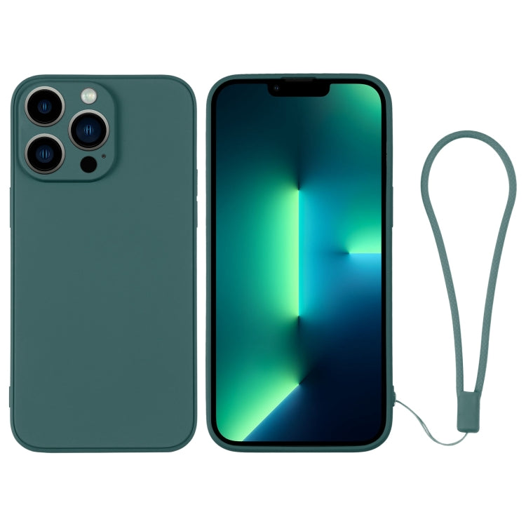 For iPhone 13 Pro Max Silicone Phone Case with Wrist Strap