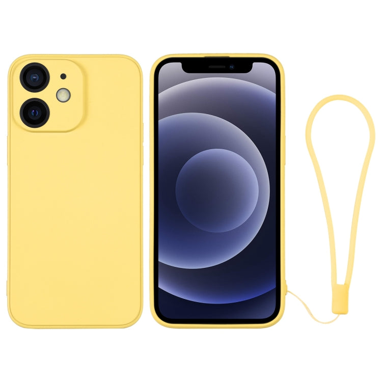 For iPhone 12 mini Silicone Phone Case with Wrist Strap
