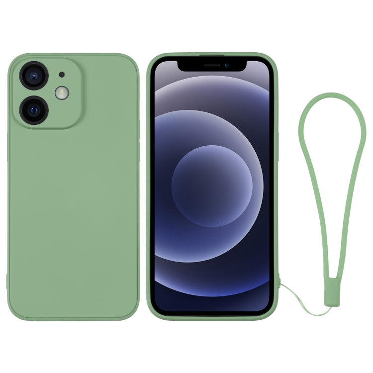 For iPhone 12 mini Silicone Phone Case with Wrist Strap