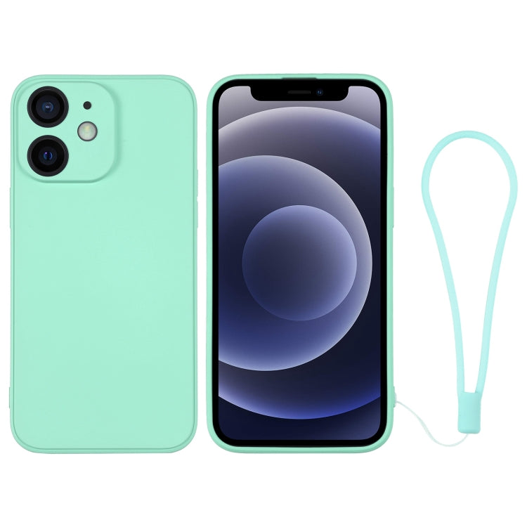 For iPhone 12 mini Silicone Phone Case with Wrist Strap