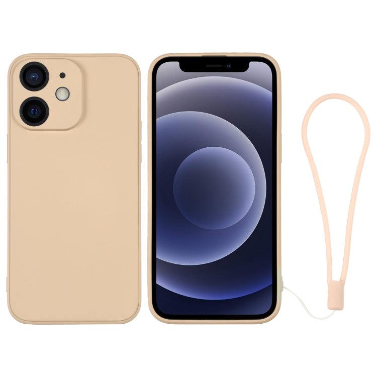For iPhone 12 mini Silicone Phone Case with Wrist Strap