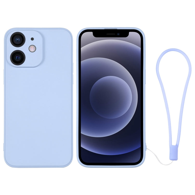 For iPhone 12 mini Silicone Phone Case with Wrist Strap