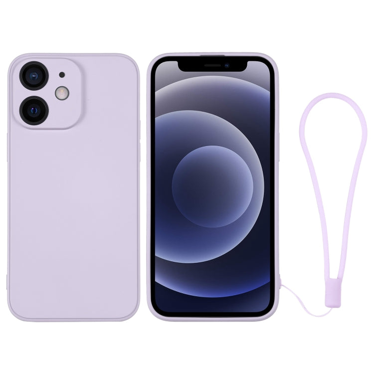 For iPhone 12 mini Silicone Phone Case with Wrist Strap