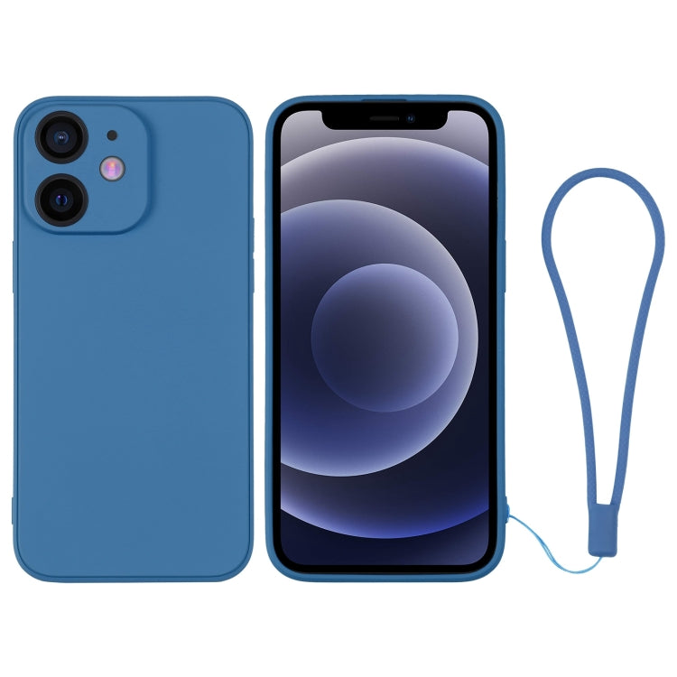 For iPhone 12 mini Silicone Phone Case with Wrist Strap