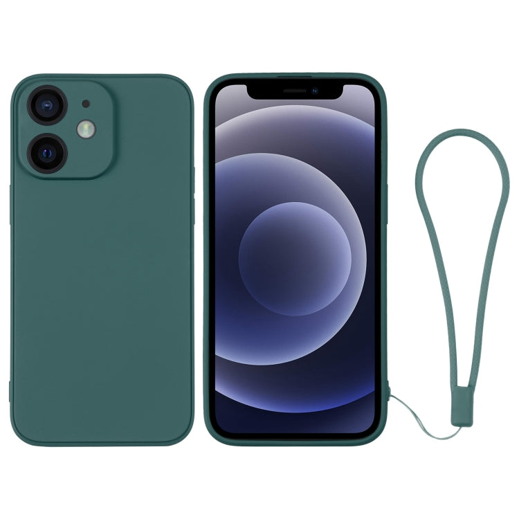For iPhone 12 mini Silicone Phone Case with Wrist Strap