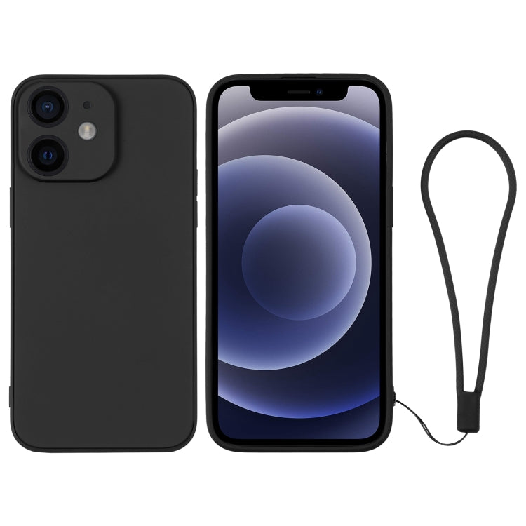 For iPhone 12 mini Silicone Phone Case with Wrist Strap