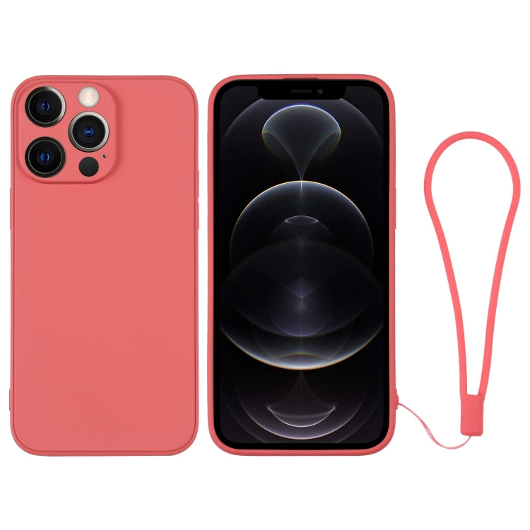 For iPhone 12 Pro Silicone Phone Case with Wrist Strap