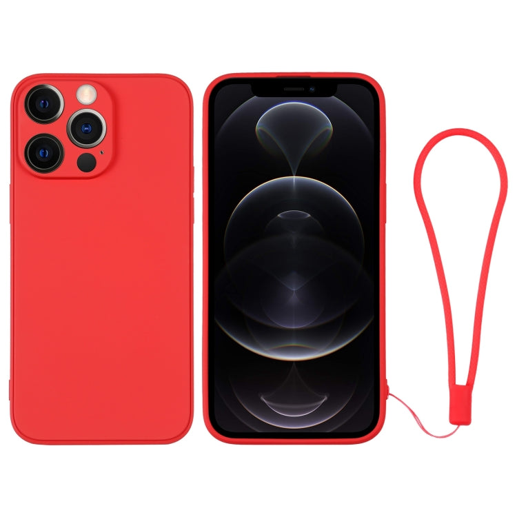 For iPhone 12 Pro Silicone Phone Case with Wrist Strap