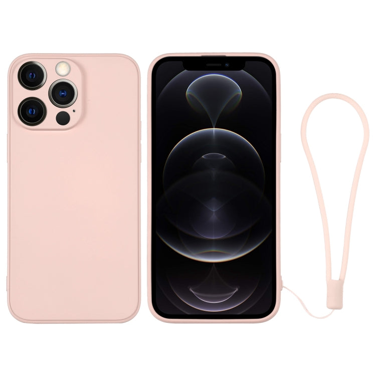 For iPhone 12 Pro Silicone Phone Case with Wrist Strap