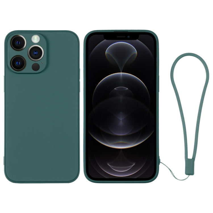For iPhone 12 Pro Silicone Phone Case with Wrist Strap