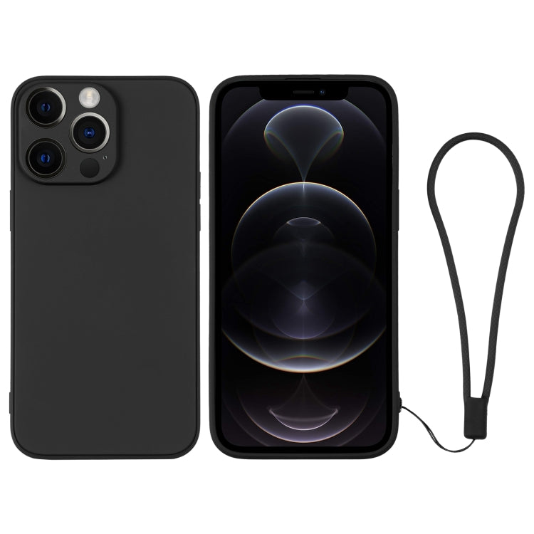 For iPhone 12 Pro Silicone Phone Case with Wrist Strap