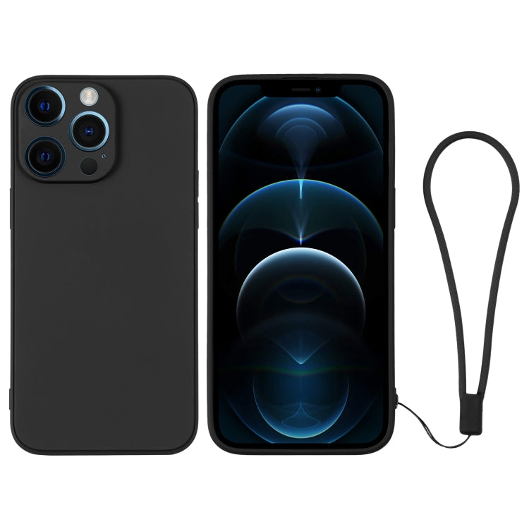 For iPhone 12 Pro Max Silicone Phone Case with Wrist Strap