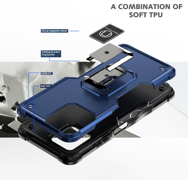 For T-Mobile REVVL 6 5G Ring Holder Non-slip Shockproof Armor Phone Case