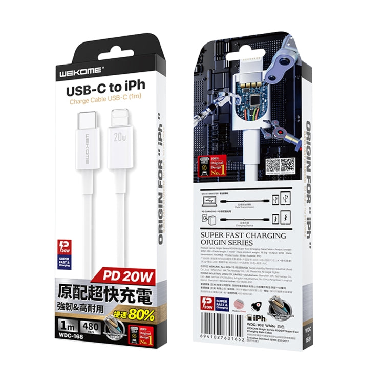 WEKOME WDC-168 Original Series PD 20W USB-C / Type-C to 8 Pin Fast Charge Data Cable Length: 1m