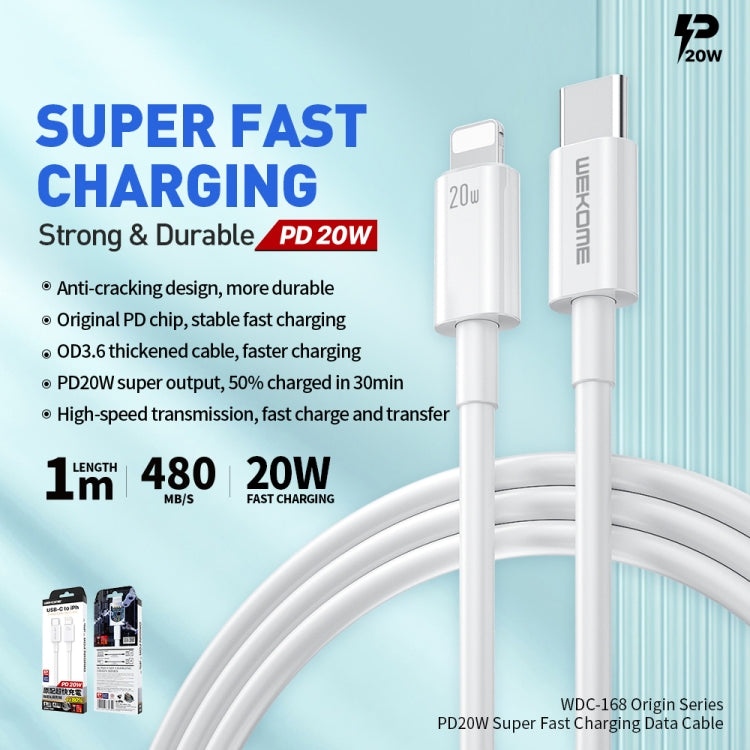 WEKOME WDC-168 Original Series PD 20W USB-C / Type-C to 8 Pin Fast Charge Data Cable Length: 1m