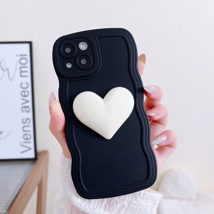 For iPhone 14 Wave Edge Heart Silicone Phone Case with Wristband