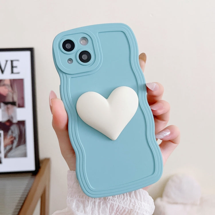 For iPhone 14 Wave Edge Heart Silicone Phone Case with Wristband