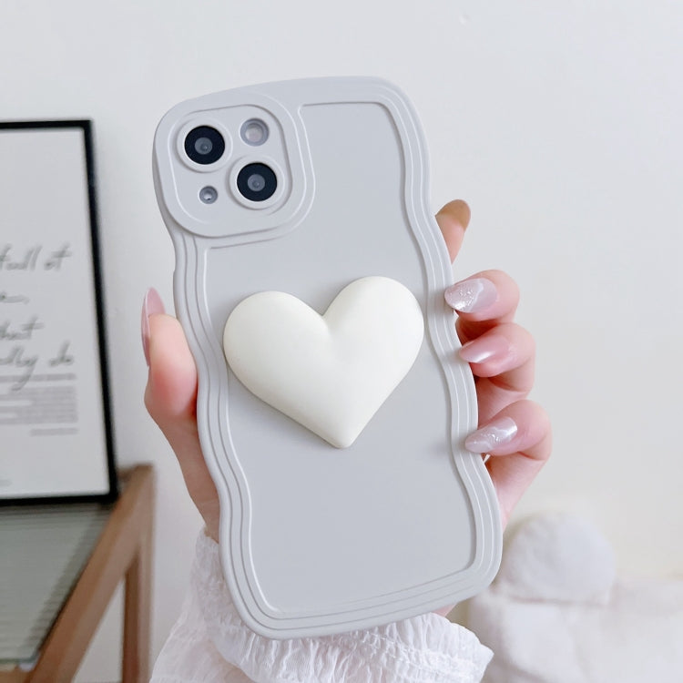 For iPhone 14 Plus Wave Edge Heart Silicone Phone Case with Wristband