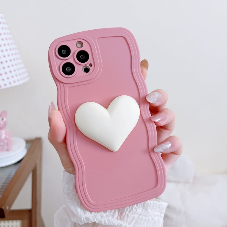 For iPhone 14 Pro Max Wave Edge Heart Silicone Phone Case with Wristband