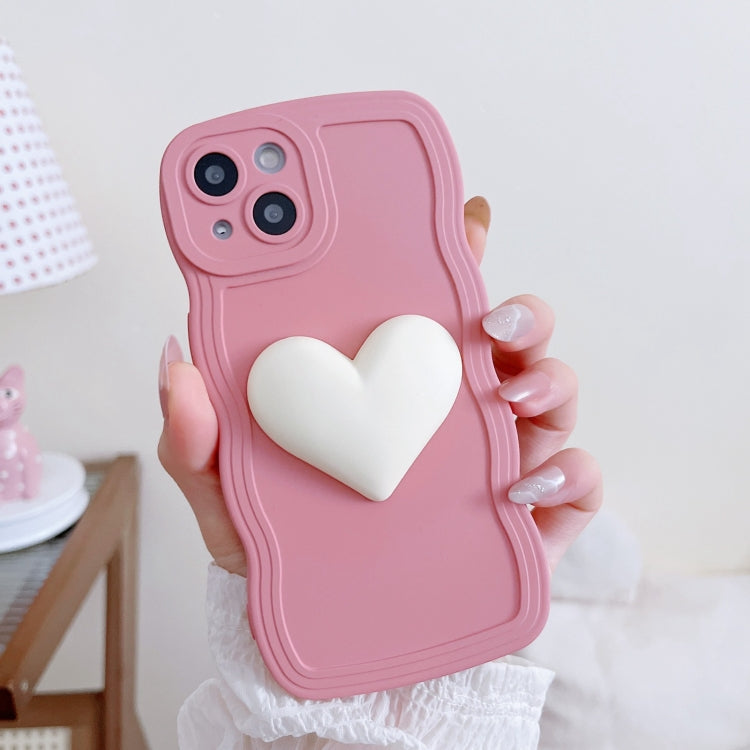 For iPhone 13 mini Wave Edge Heart Silicone Phone Case with Wristband