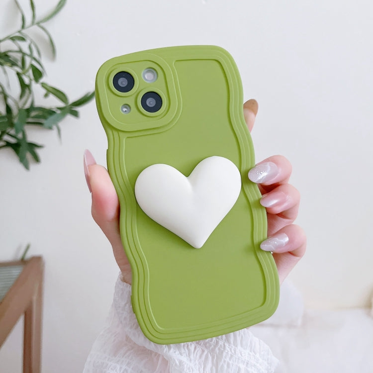 For iPhone 13 mini Wave Edge Heart Silicone Phone Case with Wristband