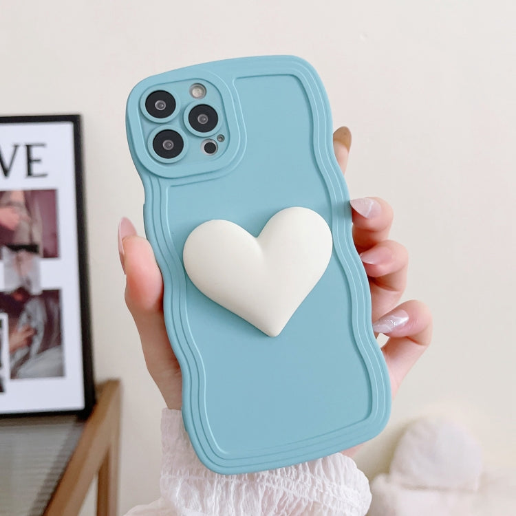 For iPhone 13 Pro Max Wave Edge Heart Silicone Phone Case with Wristband