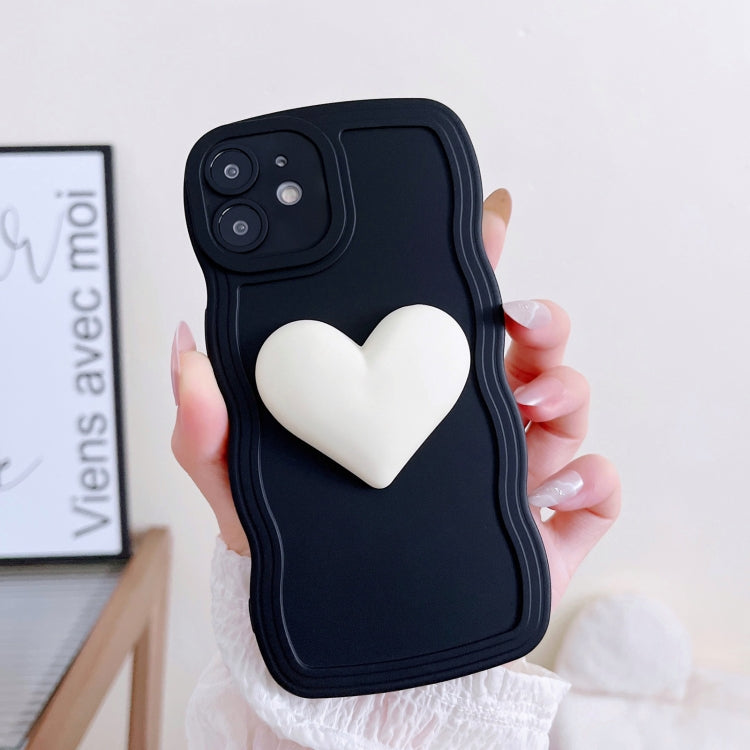 For iPhone 12 mini Wave Edge Heart Silicone Phone Case with Wristband