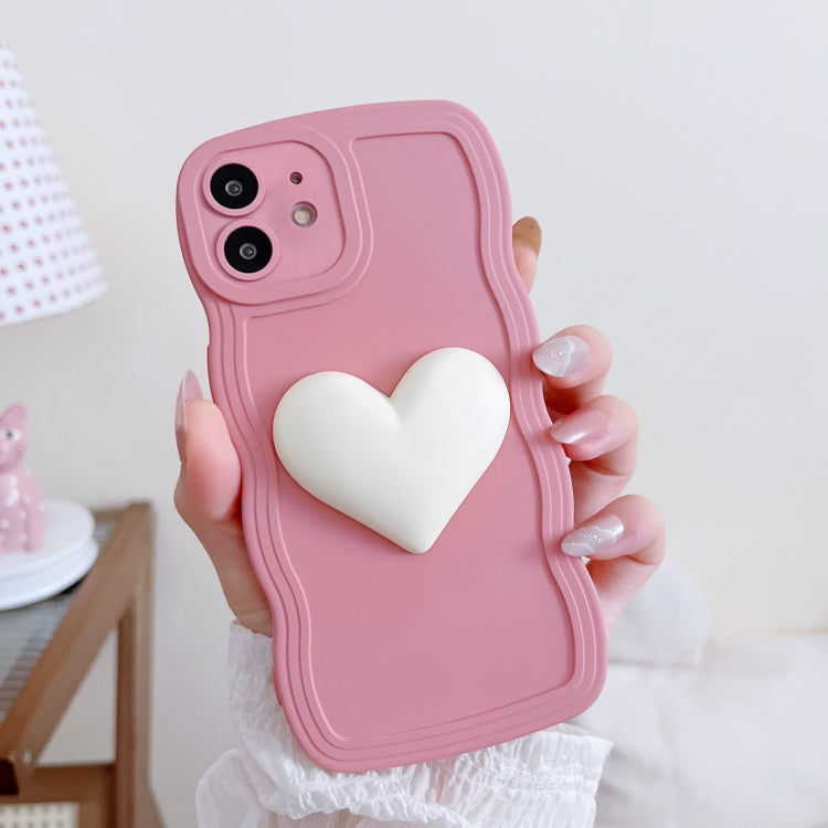 For iPhone 12 mini Wave Edge Heart Silicone Phone Case with Wristband