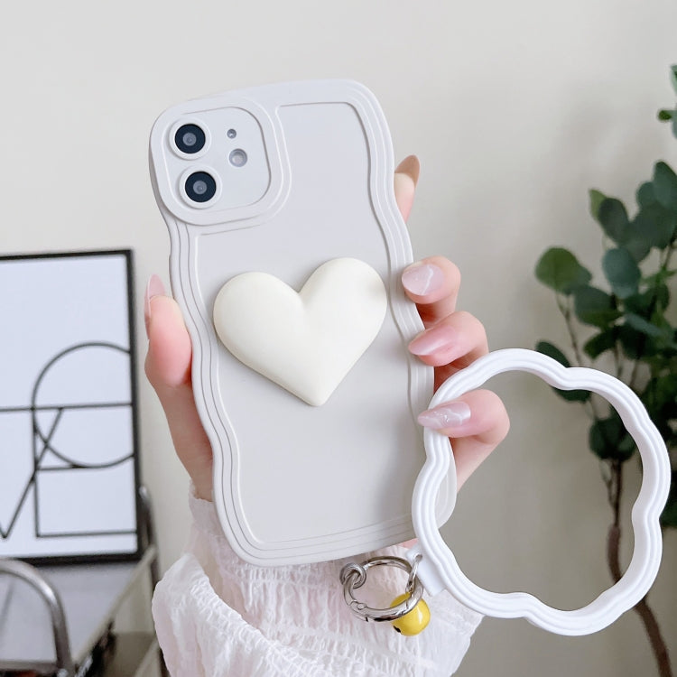 For iPhone 12 Wave Edge Heart Silicone Phone Case with Wristband