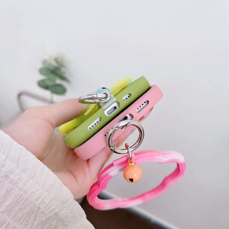For iPhone 12 Pro Wave Edge Heart Silicone Phone Case with Wristband