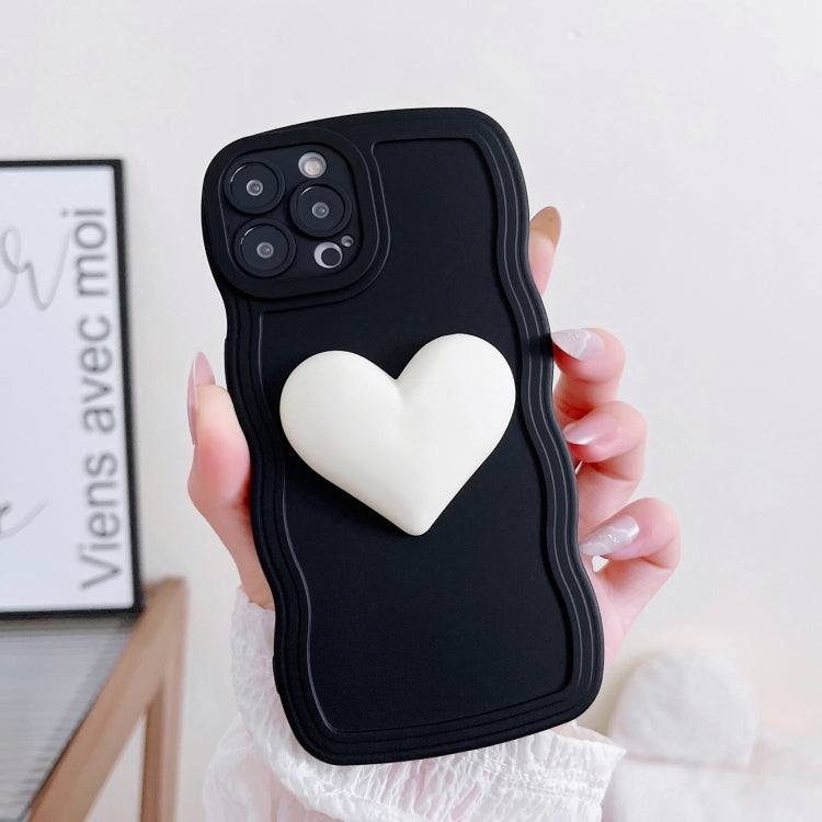 For iPhone 12 Pro Max Wave Edge Heart Silicone Phone Case with Wristband
