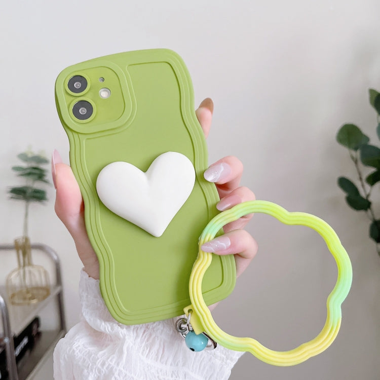 For iPhone 11 Wave Edge Heart Silicone Phone Case with Wristband