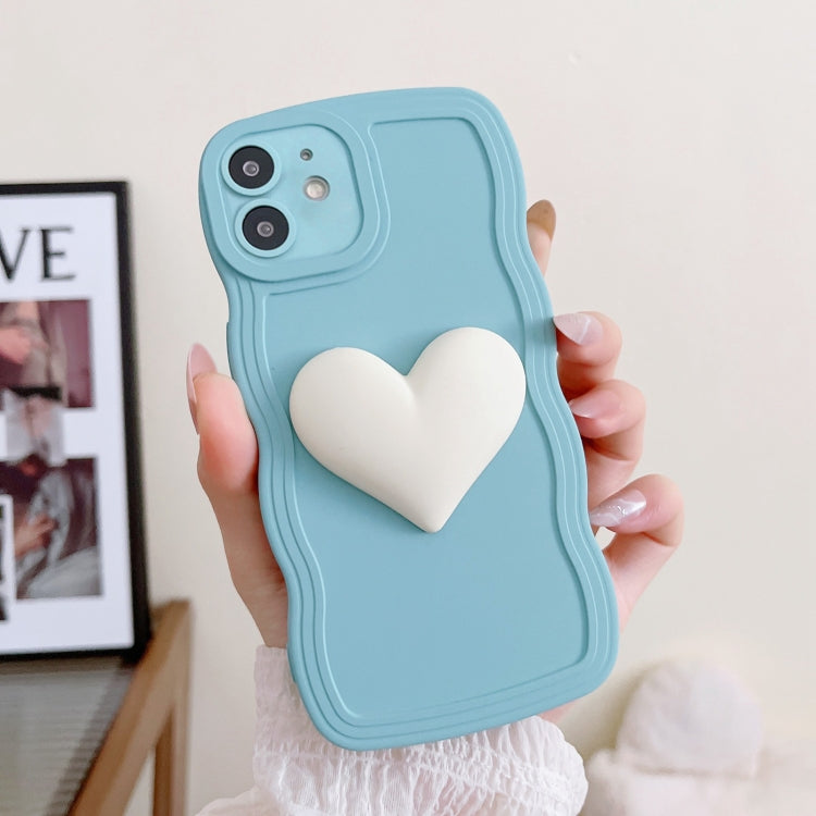 For iPhone 11 Wave Edge Heart Silicone Phone Case with Wristband