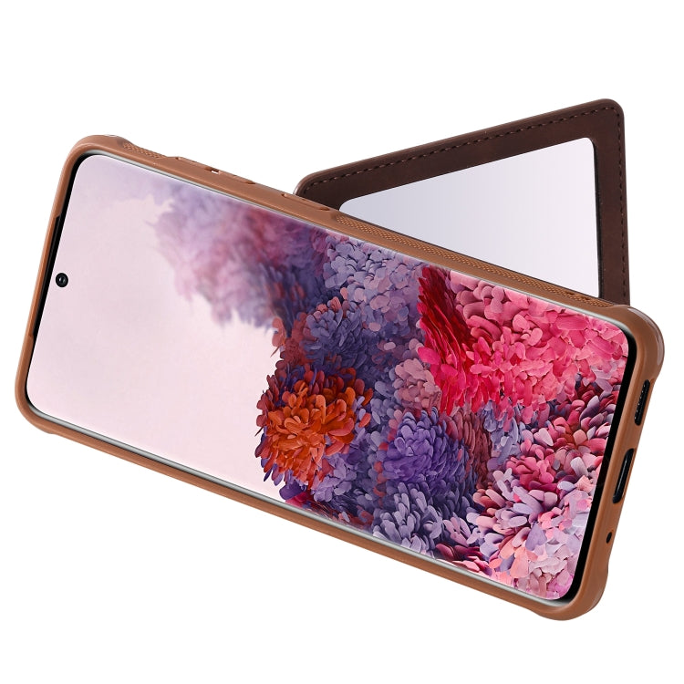 For Galaxy S20 Shockproof Protective Case with Mirror & Card Slot & Short Lanyard
