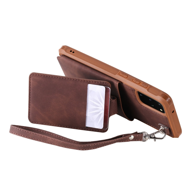 For Galaxy S20 Plus Shockproof Protective Case with Mirror & Card Slot & Short Lanyard