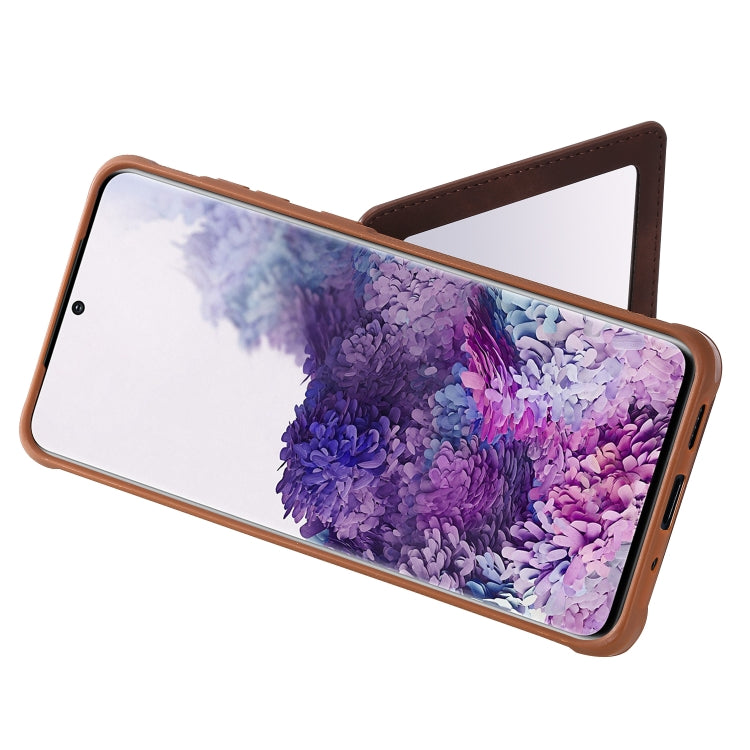 For Galaxy S20 Plus Shockproof Protective Case with Mirror & Card Slot & Short Lanyard