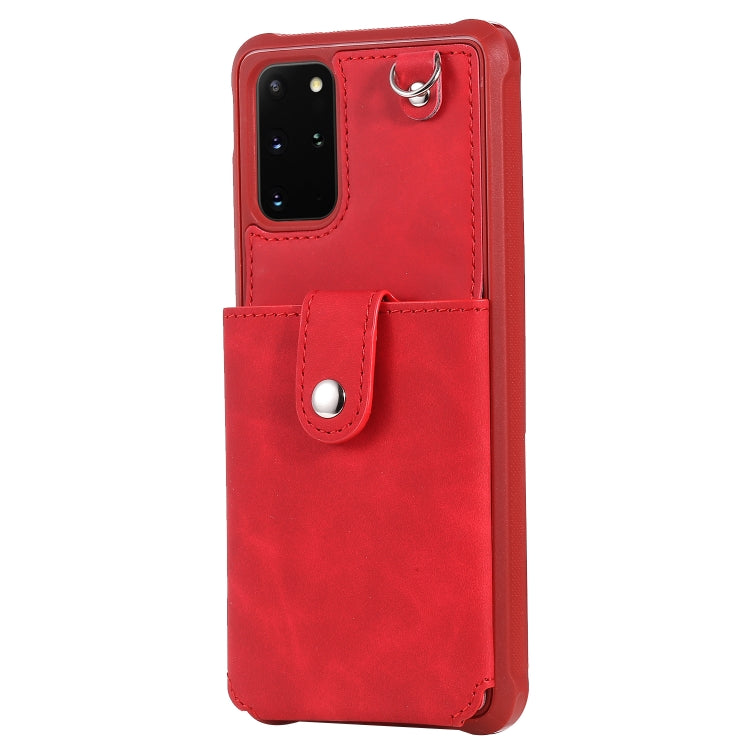For Galaxy S20 Plus Shockproof Protective Case with Mirror & Card Slot & Short Lanyard