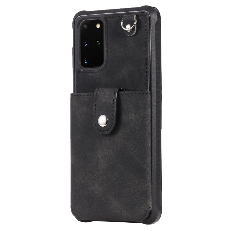 For Galaxy S20 Plus Shockproof Protective Case with Mirror & Card Slot & Short Lanyard