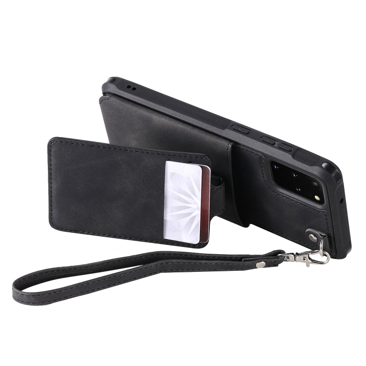 For Galaxy S20 Plus Shockproof Protective Case with Mirror & Card Slot & Short Lanyard