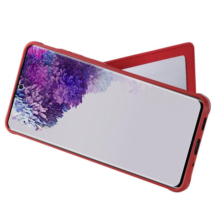 For Galaxy S20 Ultra Shockproof Protective Case with Mirror & Card Slot & Short Lanyard