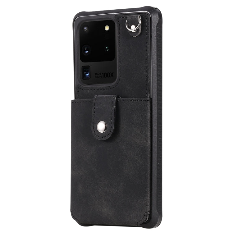 For Galaxy S20 Ultra Shockproof Protective Case with Mirror & Card Slot & Short Lanyard
