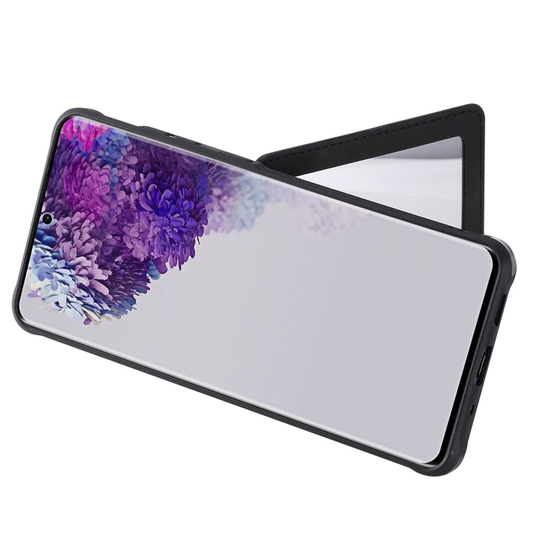 For Galaxy S20 Ultra Shockproof Protective Case with Mirror & Card Slot & Short Lanyard