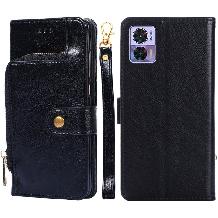 For Motorola Edge 30 Neo Zipper Bag Flip Leather Phone Case