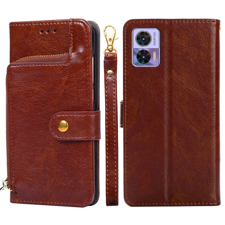 For Motorola Edge 30 Neo Zipper Bag Flip Leather Phone Case