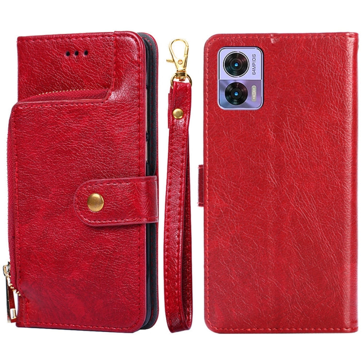 For Motorola Edge 30 Neo Zipper Bag Flip Leather Phone Case