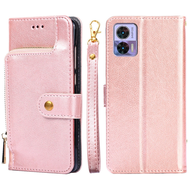 For Motorola Edge 30 Neo Zipper Bag Flip Leather Phone Case