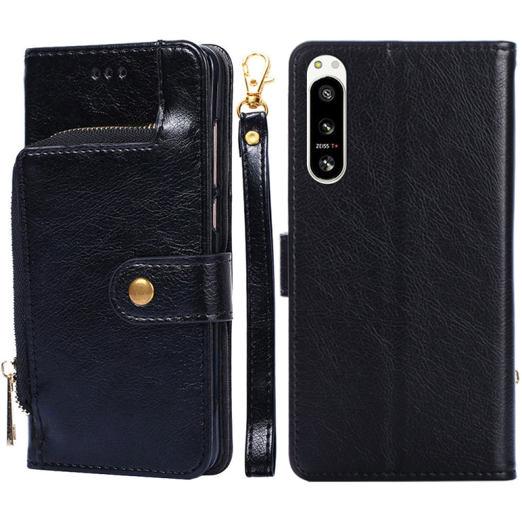 For Sony Xperia 5 IV Zipper Bag Flip Leather Phone Case